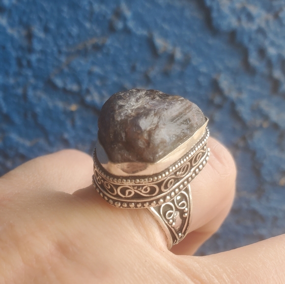 New Rough Tourmaline 925 Silver Ring. - Picture 5 of 16
